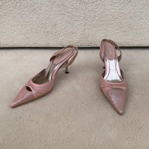 Pointy Pink Leather Heels